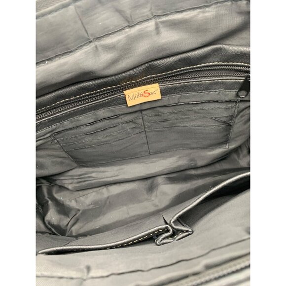 MultiSac Black Faux Leather Multi-Pocket Shoulder Bag With Adjustable Straps - Picture 11 of 13